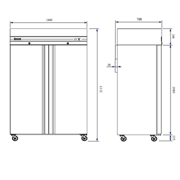 INOMAK Double Door Slim Heavy Duty Refrigerator 1227L CEP2144SL